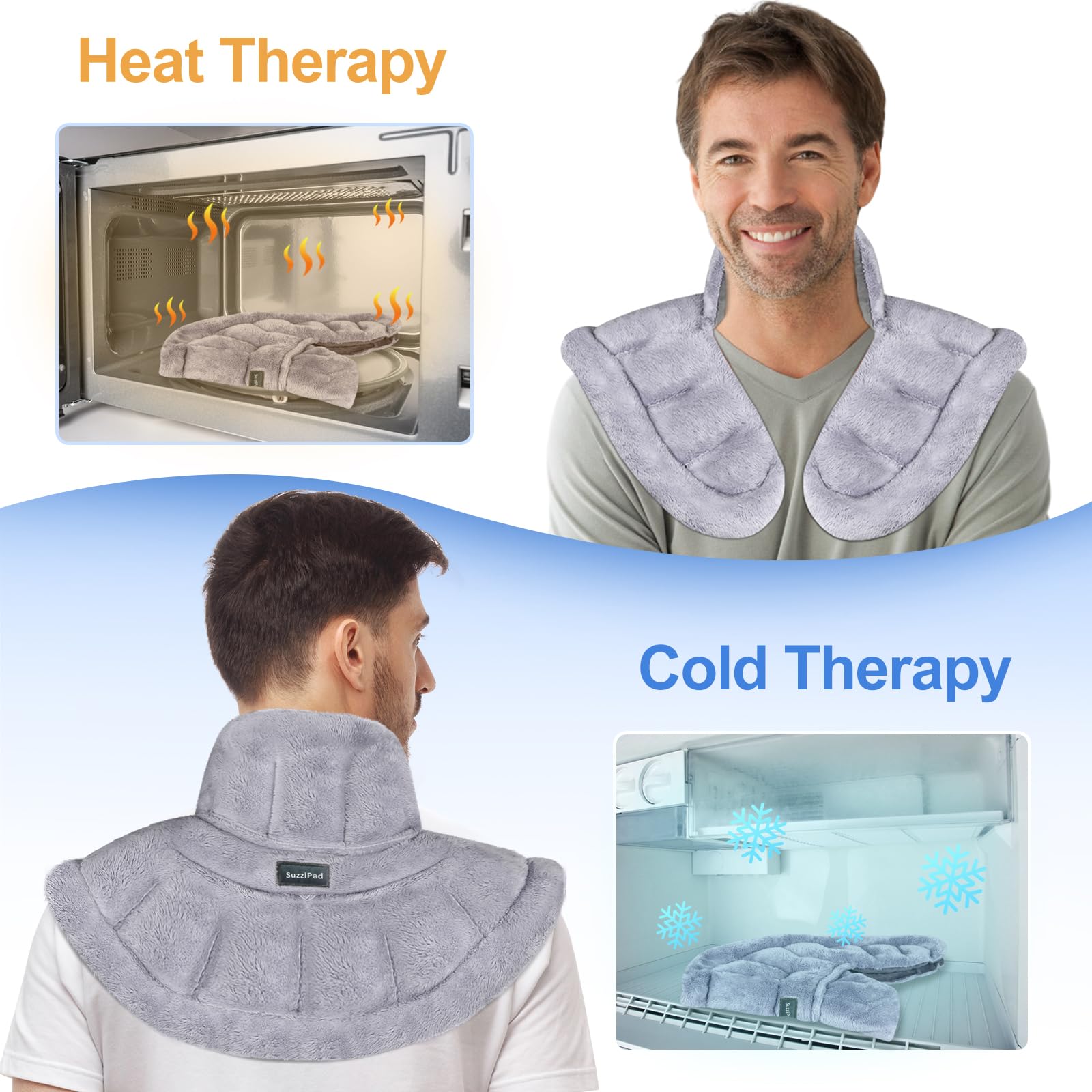 SuzziPad Neck Heating Pad Microwavable for Discomfort Reduction, Shoulder Heated Pads for Chronic Necks Fatigue, Reduce Muscle T