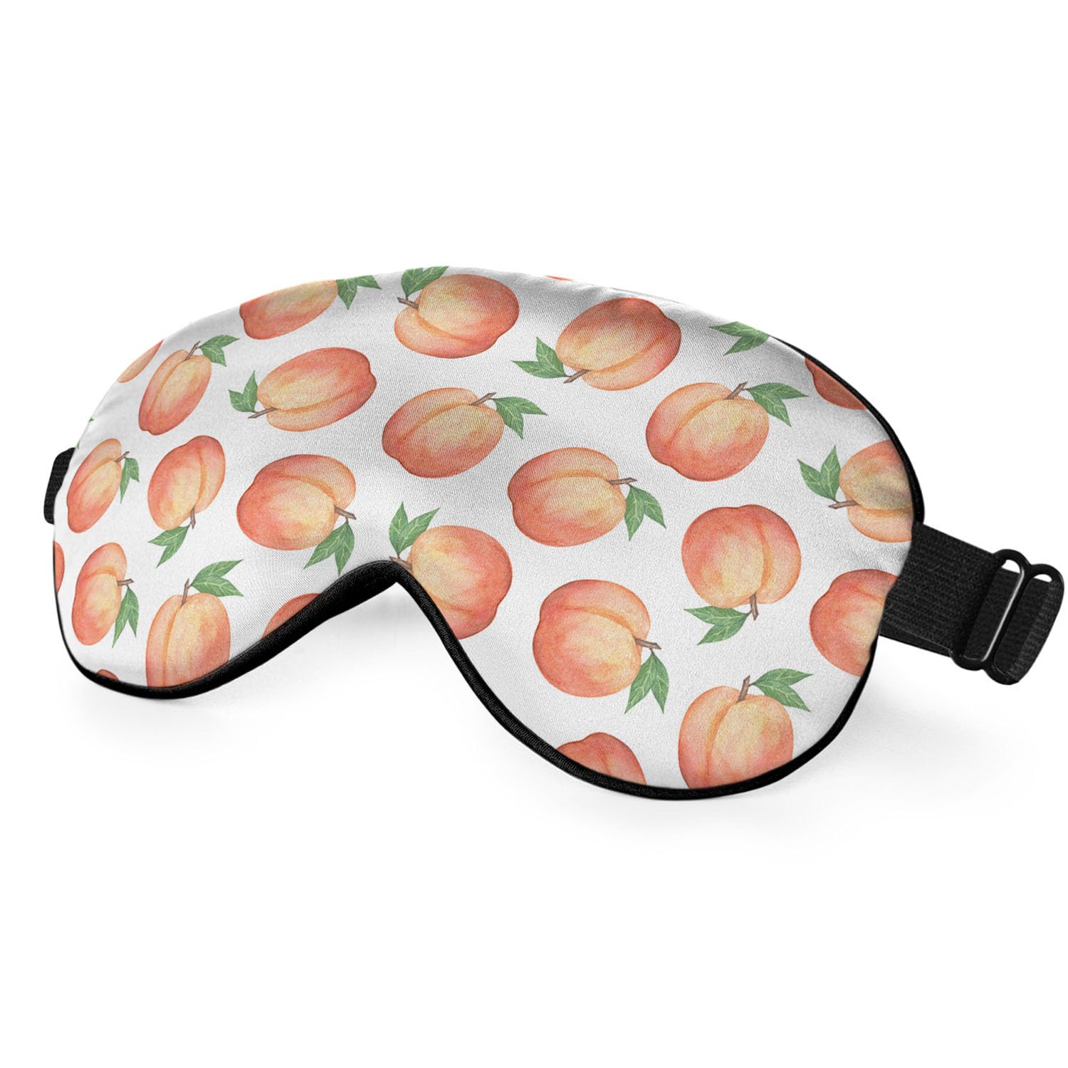 NOHSHE Peach Eye Mask Sleeping Mask Watercolor Fruit Peaches Green Leaves Sleep Masks Silky Soft Eye Cover for Women Men Shading