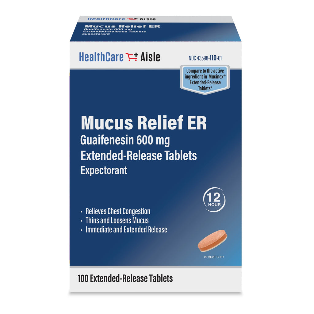 HealthCareAisle Guaifenesin 600 mg Extended Release - 100 Tablets - Mu ...