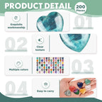 Nuenen 200 Pieces Valentine's Day Heart Shaped Crystal Bulk 0.8 Inch Worry Stones Valentine Mother's Day Gift Crystals Love Gems