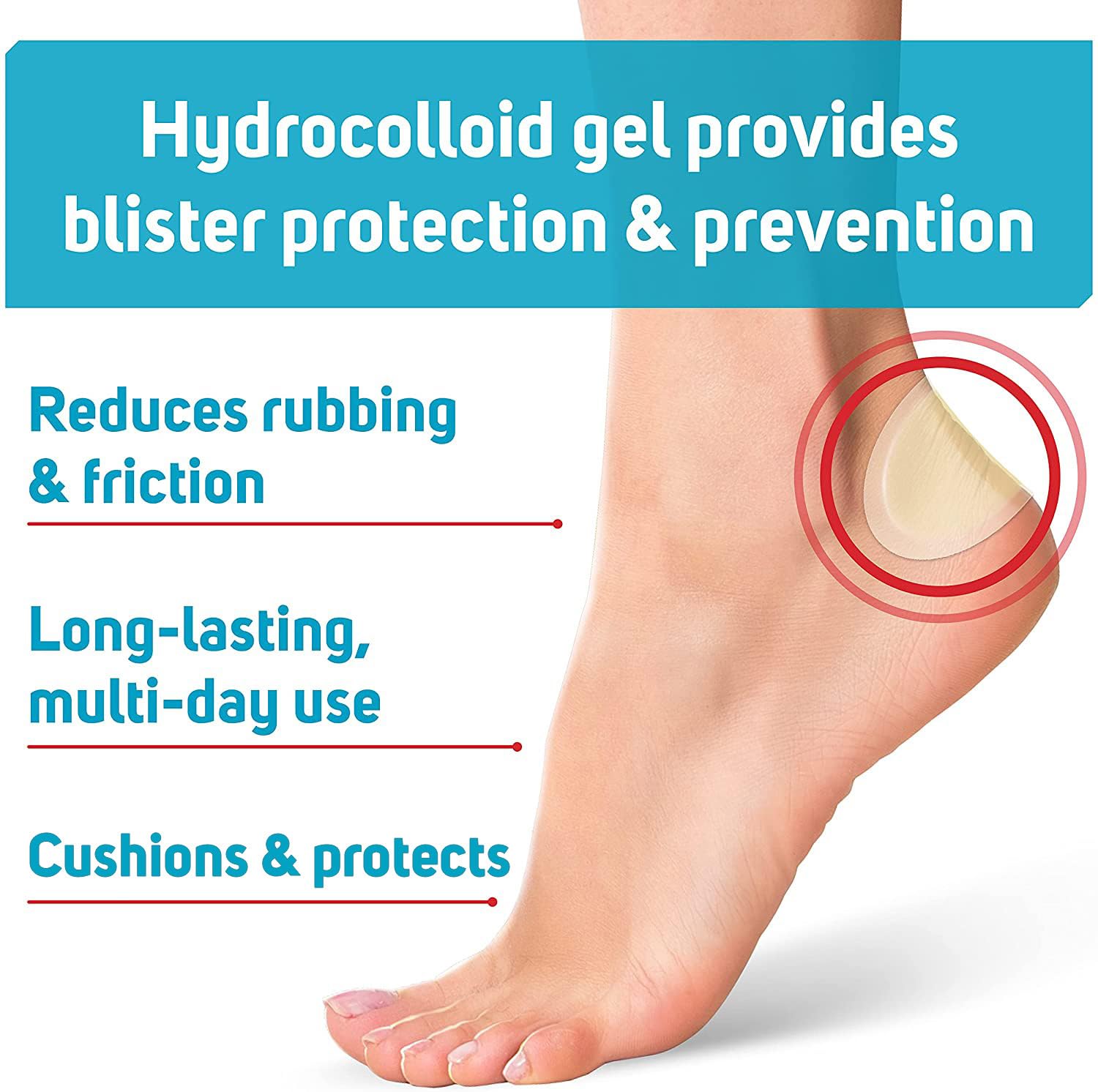 Care Science Hydrocolloid Gel Blister Cushion Bandages, 30 ct | Cushions & Protects Blisters, Long-Lasting