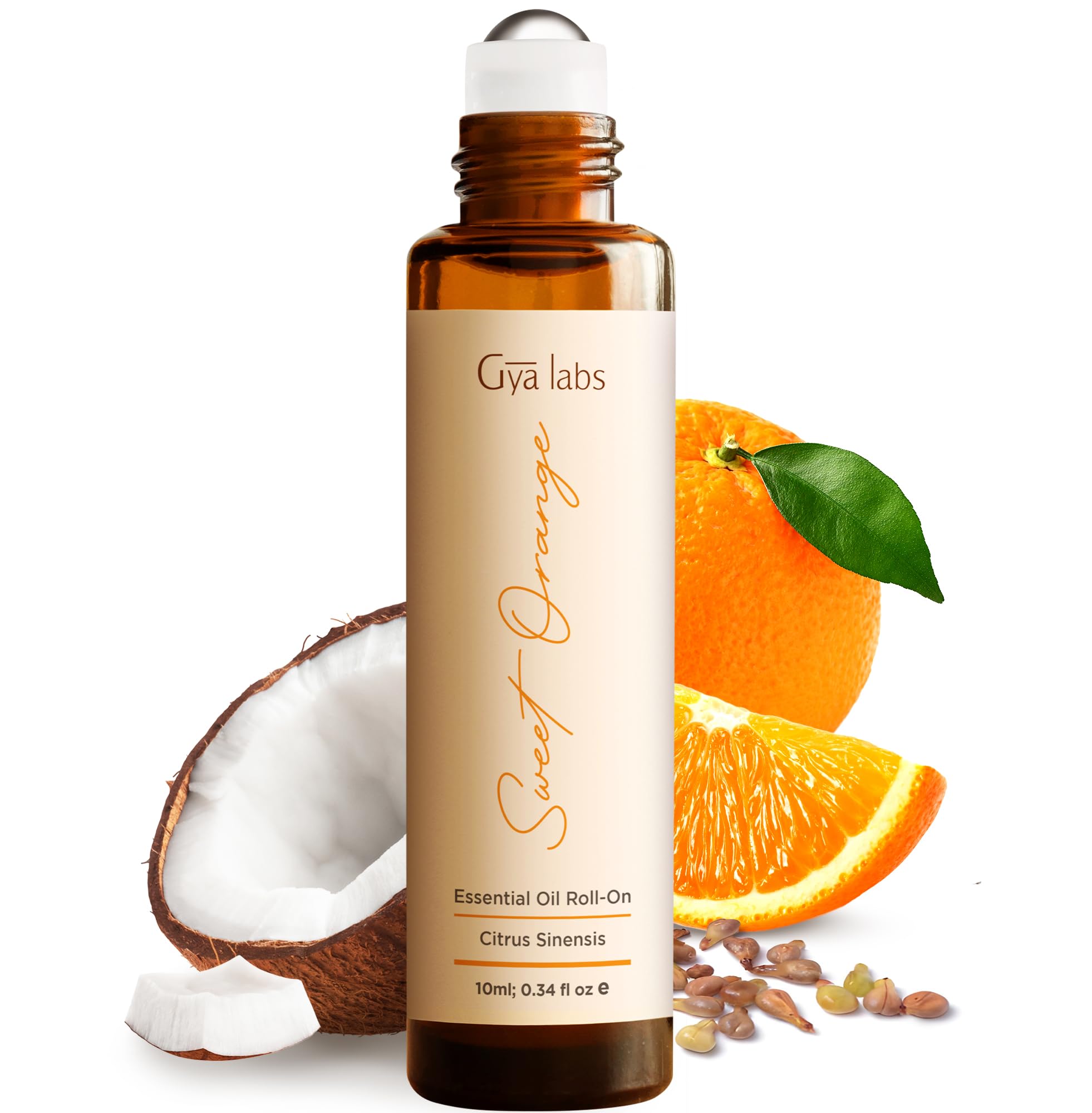 Gya Labs Sweet Orange Essential Oil Roll on - 100% Pure Natural Roller Perfume for Women & Men - Sweet Orange Oil for Skin, Rela