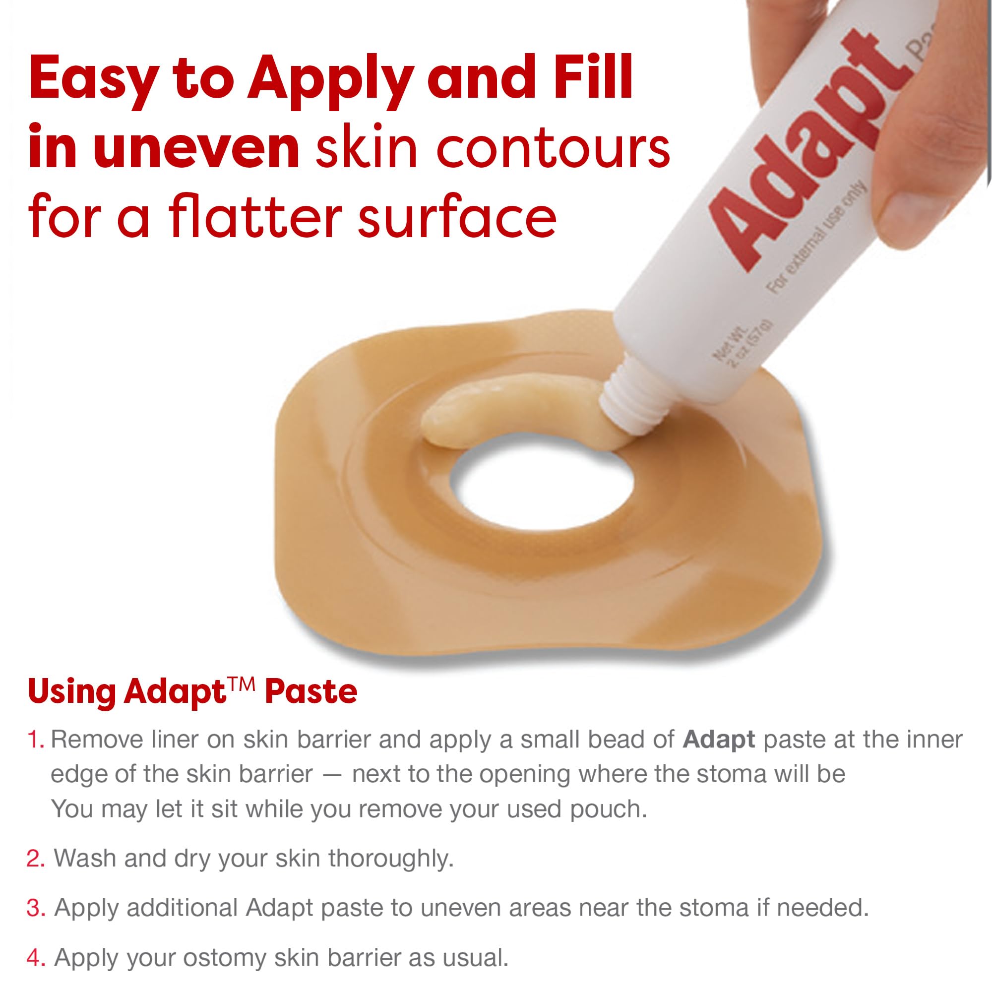 Hollister 79300 Adapt Skin Barrer Paste, 2.1 oz Tube, 1 Pack - Ostomy Paste, Ostomy Supplies, Prevent Ostomy Leakage