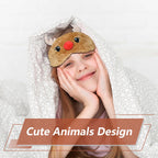 FUNAUPGO Christmas Reindeer Sleeping Mask Eye Mask Cute Animal Rudolph Sleep Mask Soft Plush Blindfold Funny Eye Cover Eyeshade