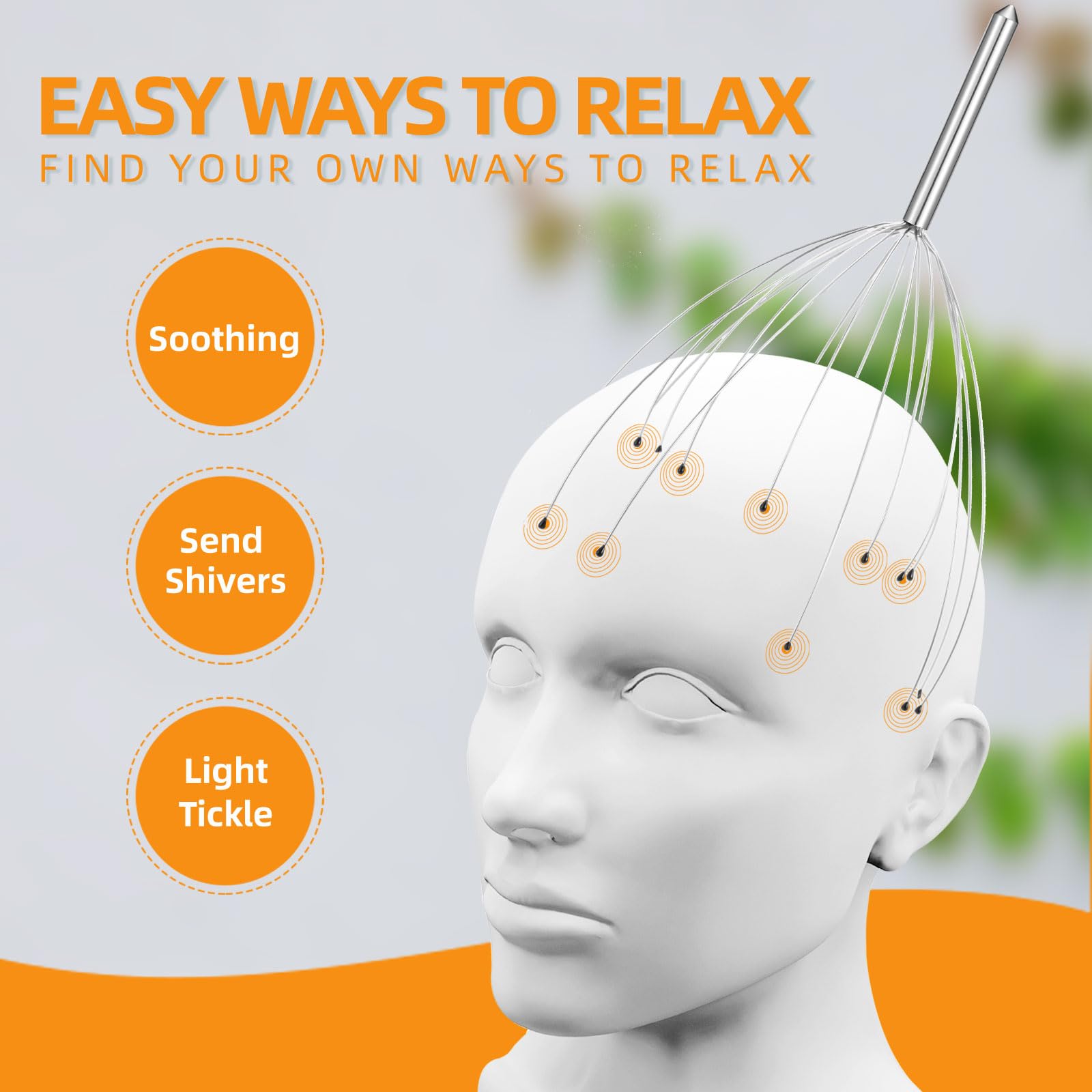 YEZY Head Massager 20 Fingers Head Scratcher Scalp Massager, Back Scratcher, Stocking Stuffers for Scalp Massage Back Massage (S