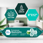 MED PRIDE Disposable XL Premoistened Washcloths 8    x 12    Pack of 80 - Adult Cloth Wipes For Sensitive Skin- Extra Soft Incon
