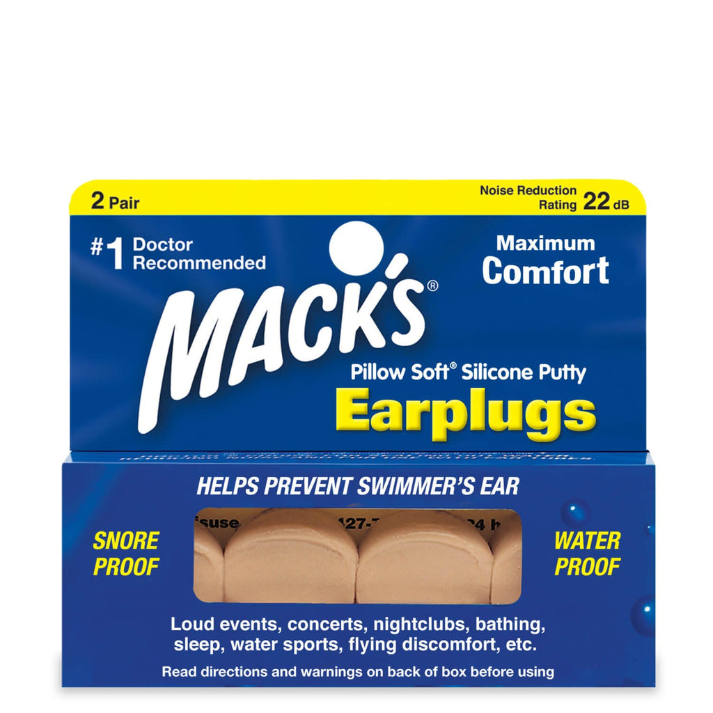 Macks Pillow Soft Silicone Earplugs - 2 Pair, Beige - The Original Moldable Silicone Putty Ear Plugs for Sleeping, Snoring, Swi