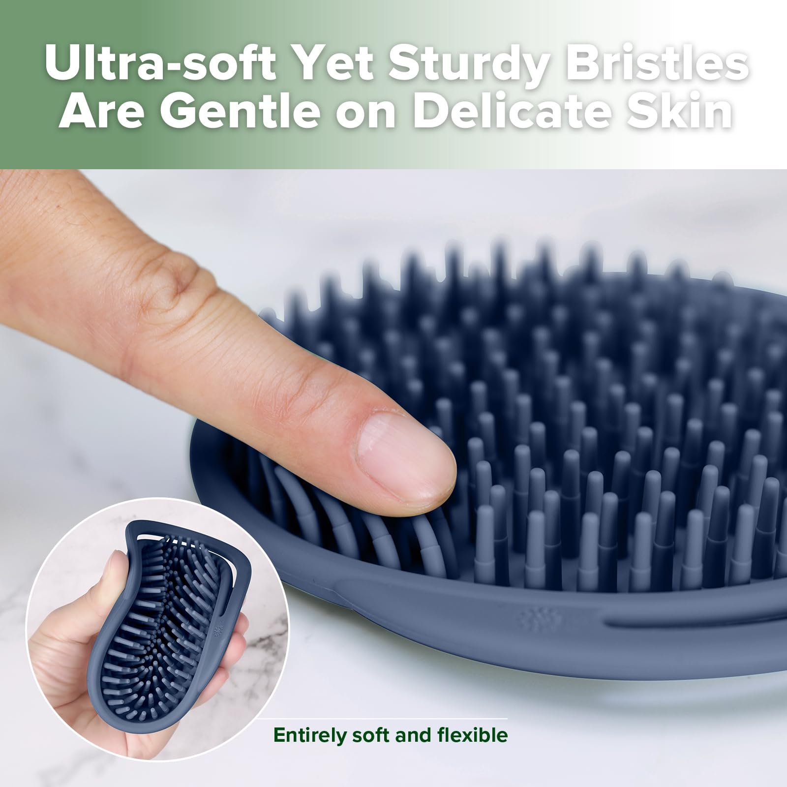 Haakaa Silicone Shampoo Brush - Cradle Cap Brush Comb - Baby Hair Scrubber - Scalp Massager for Newborns & Toddlers - 1pk-Steel