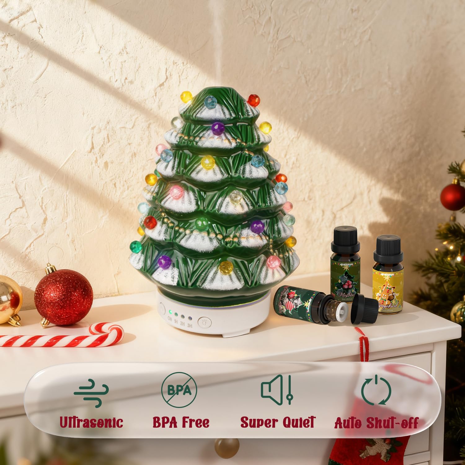 ARVIDSSON Christmas Essential Oil Diffuser, Festive Aromatherpay Diffuser for Essential Oils, Ceramic Ultrasonic Oil Diffusers f