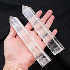 Apengshi Large Clear Quartz Natural Healing Crystal Tower 5.9-6.3 6 Faceted Single Point Chakra Crystal Wand Energy Meditation S