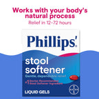 Phillips Stool Softener Liquid Gels, Gentle, Dependable Relief with Docusate Sodium, Cramp and Stimulant Free, Easy to Swallow F