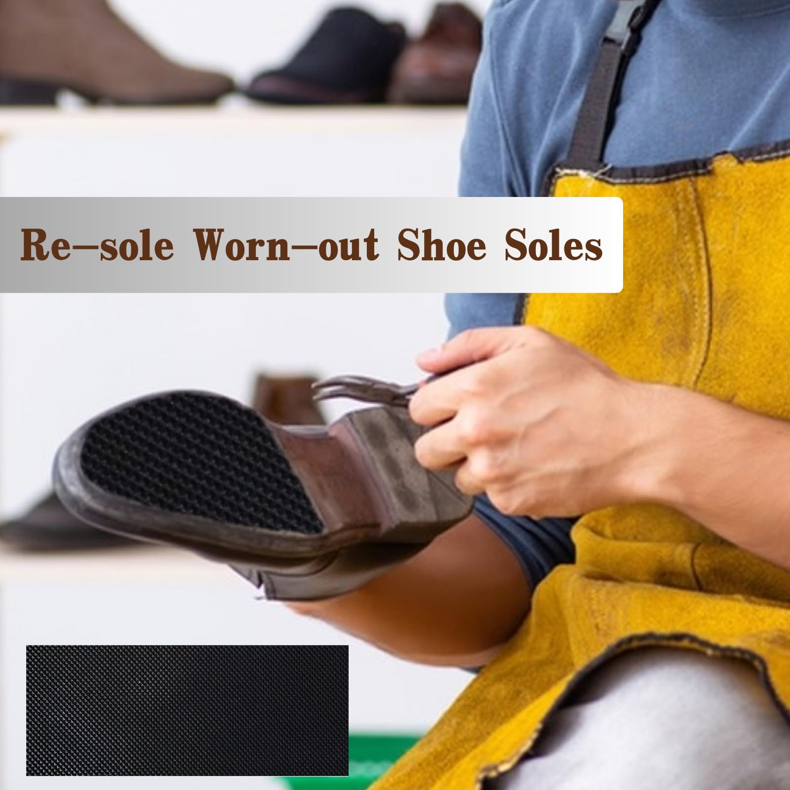 EACOZY Shoe Sole Repair, Rubber Sheet Bottom Soles for Shoes Boots, 5/32 inch Thick, Black