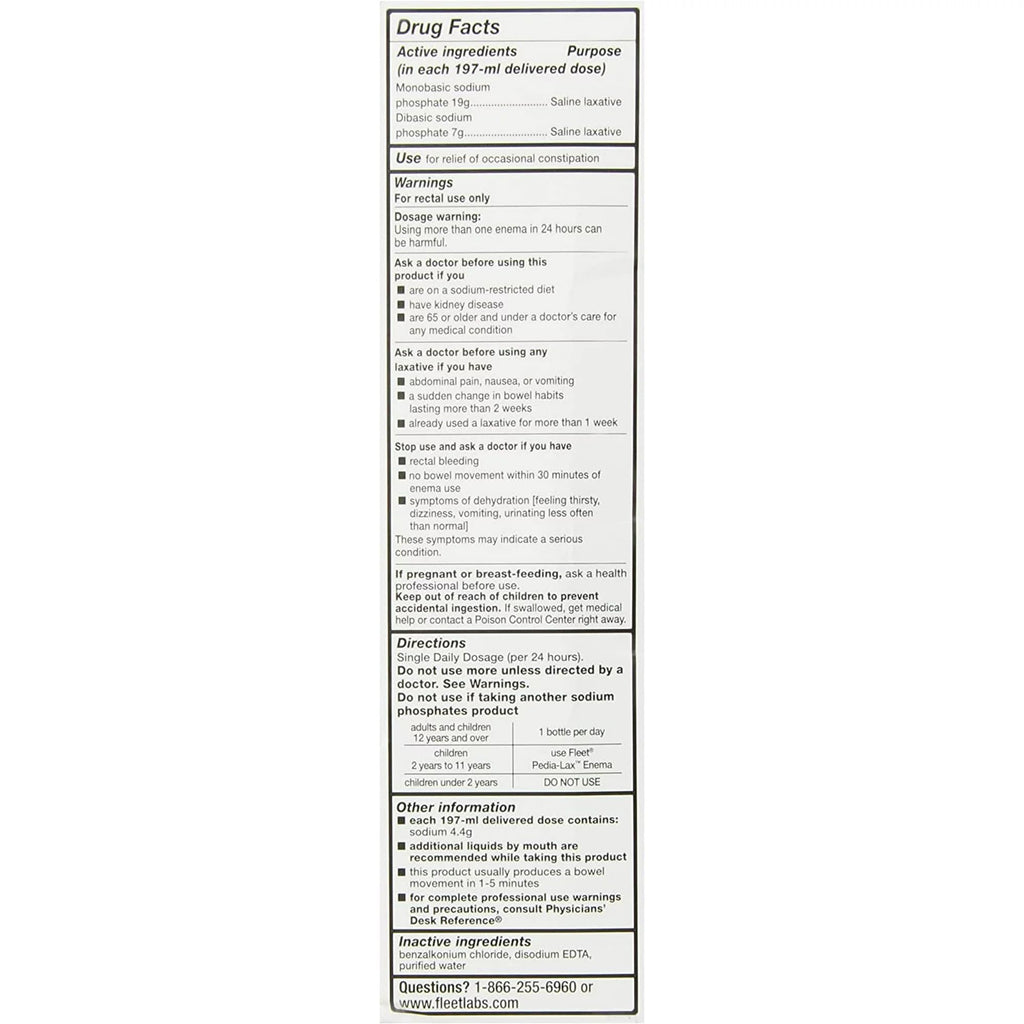 Fleet Laxative Saline Enema for Constipation | 4.5 fl oz | Pack of 6