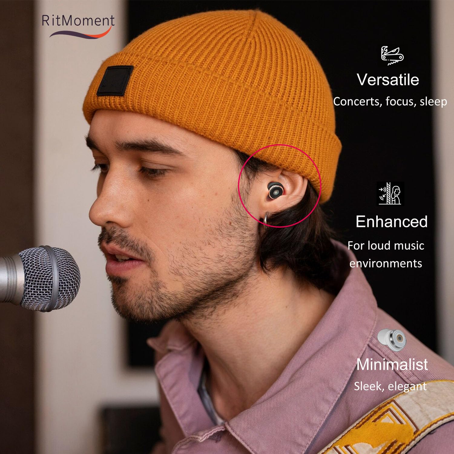 RitMoment M3 Concert Ear Plugs - High Fidelity Earplugs, SNR27dB Stronger Hearing Protection Earplugs for Concerts, Musicians, D