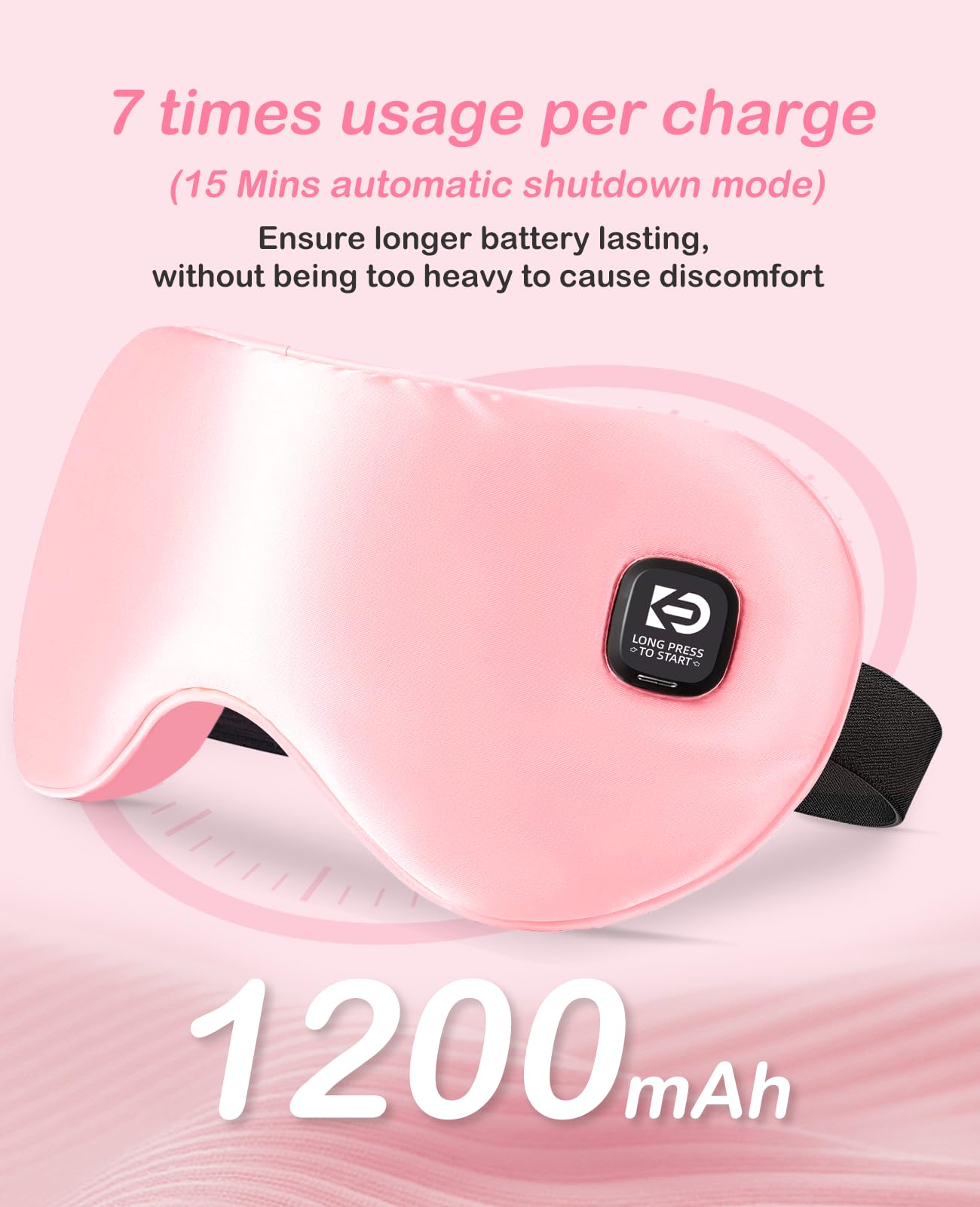 Wireless Heated Eye Mask Pink for Dry Eyes Eye Strain Stye, Rechargeable Heated Sleeping Eye Mask Suitable for Airplane, Busines