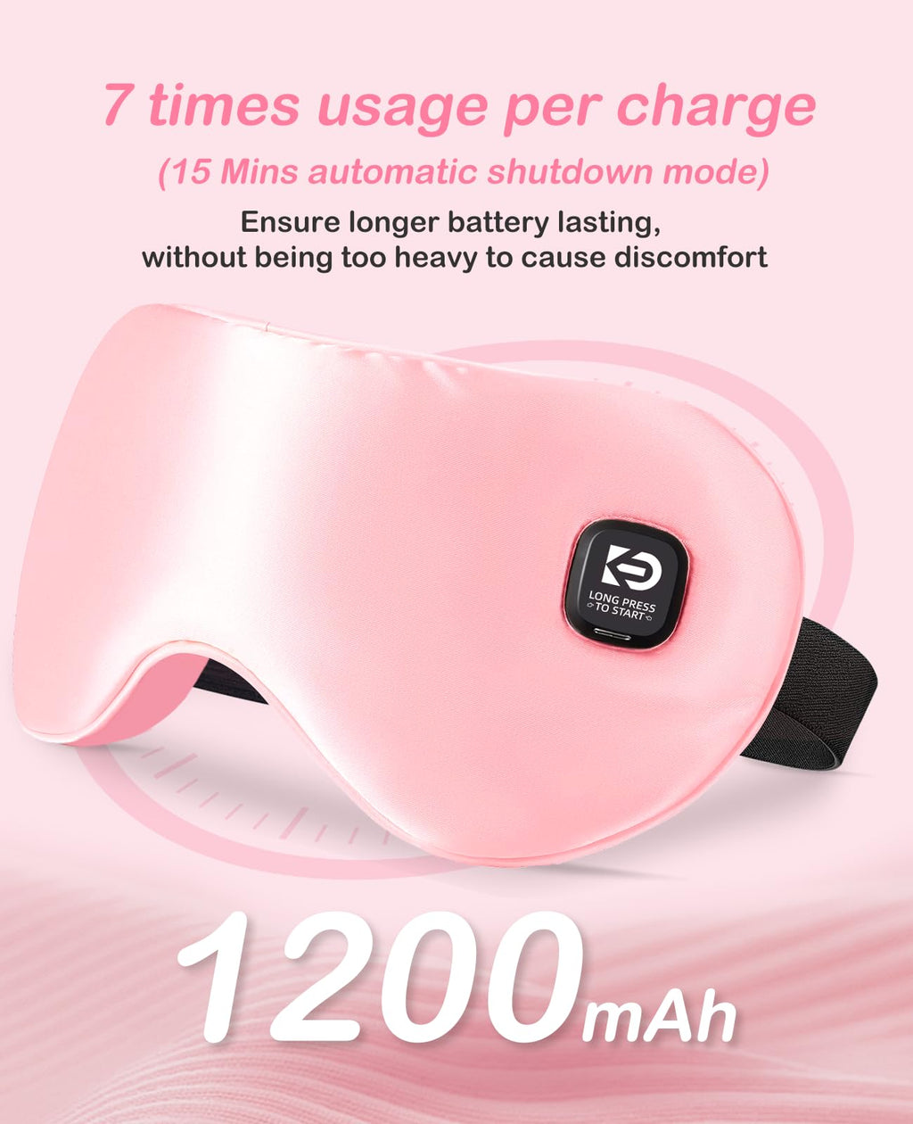 Wireless Heated Eye Mask Pink for Dry Eyes Eye Strain Stye, Rechargeable Heated Sleeping Eye Mask Suitable for Airplane, Busines