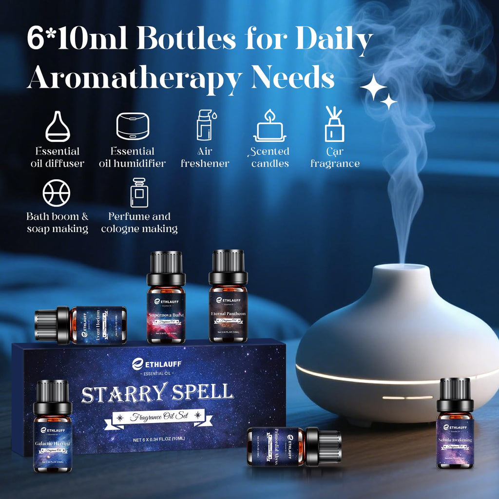 Essential Oil Blends, Starry Spell Essential Oil Set for Diffusers for Home, Humidifiers, Candle Making, Magical Aromatherapy Bl