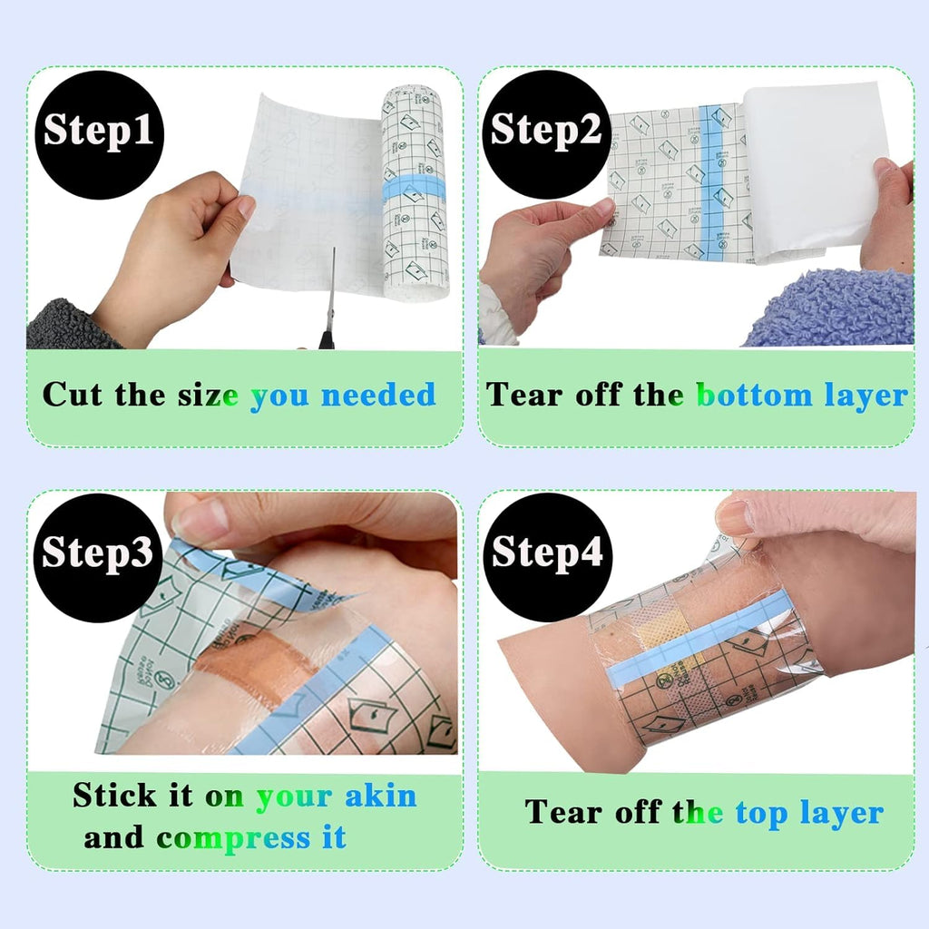 3 Rolls Transparant Waterproof Adhesive Bandages,Second Skin Tattoo Cover Up Tape,Waterproof Tattoo Supplies for Swimming,Shower