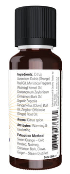NOW Foods Essential Oils, Spiced Cider Oil Blend, Citrus Spice Scent With Warm and Comforting Attributes, 1-Ounce