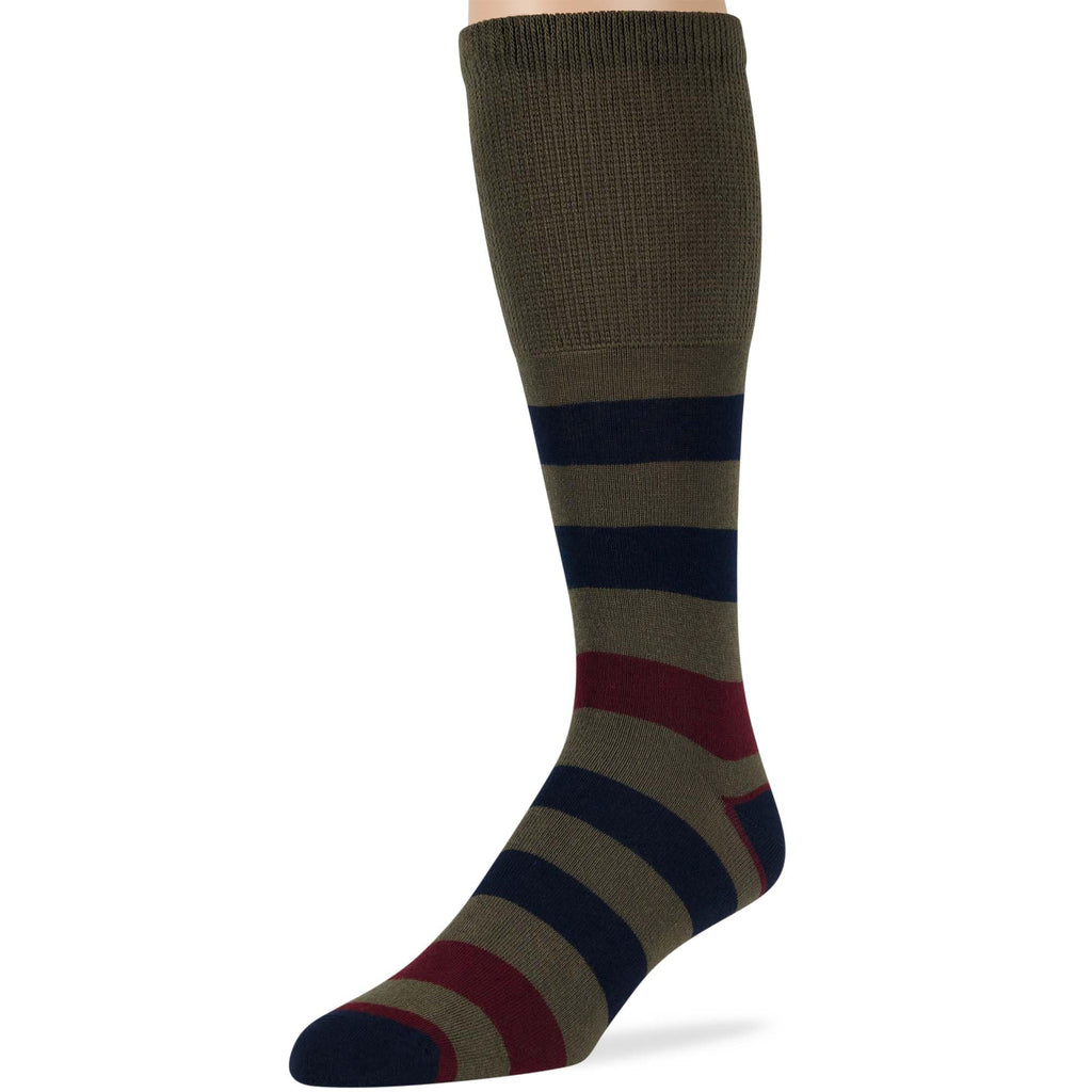 7BIGSTARS KINGDOM Men's Diabetic Cotton Mid Calf Socks - 5 Pack XLarge - Stripe Pattern - Sock Size 13-15 Shoe Size 12-15 XL Dar