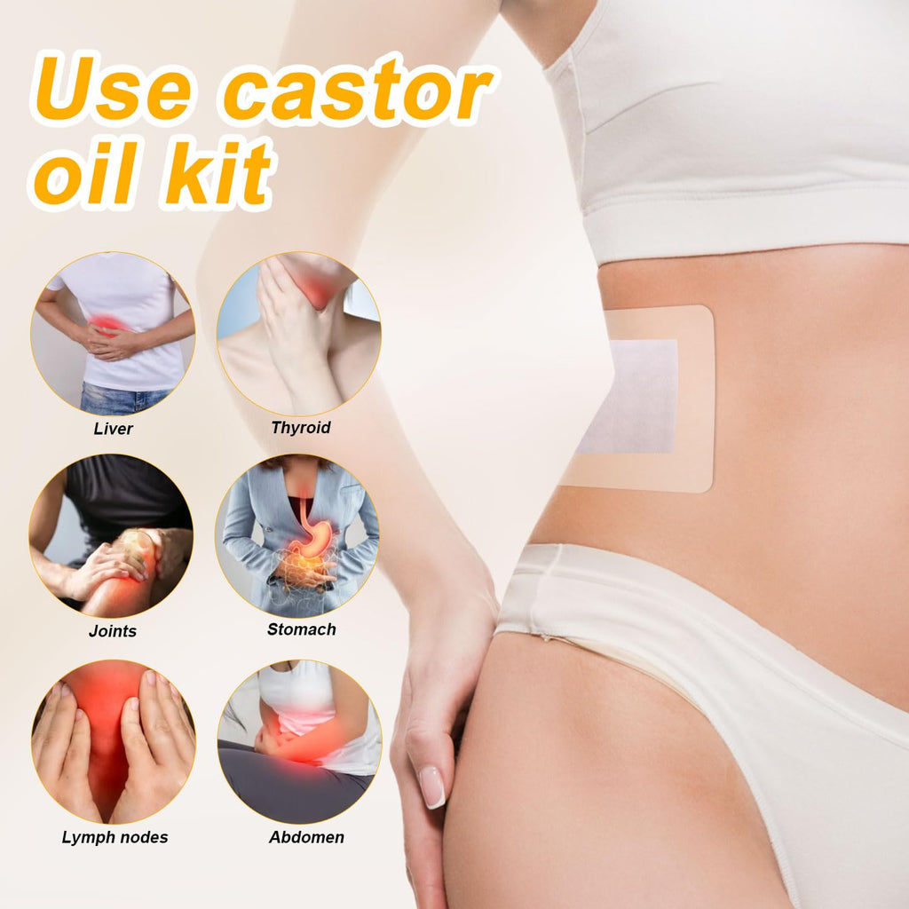 30pcs Castor Oil Pack Wrap, Self Adhesive Portable Castor Oil Belly Button Patch Anti Leakage Absorbent Cotton Perfect Gift for