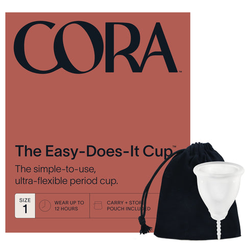 Cora Menstrual Period Cup | Comfortable, Easy to Use | Soft, Medical Grade Silicone | Flexible Fit | Leak Protection, Foldable, 