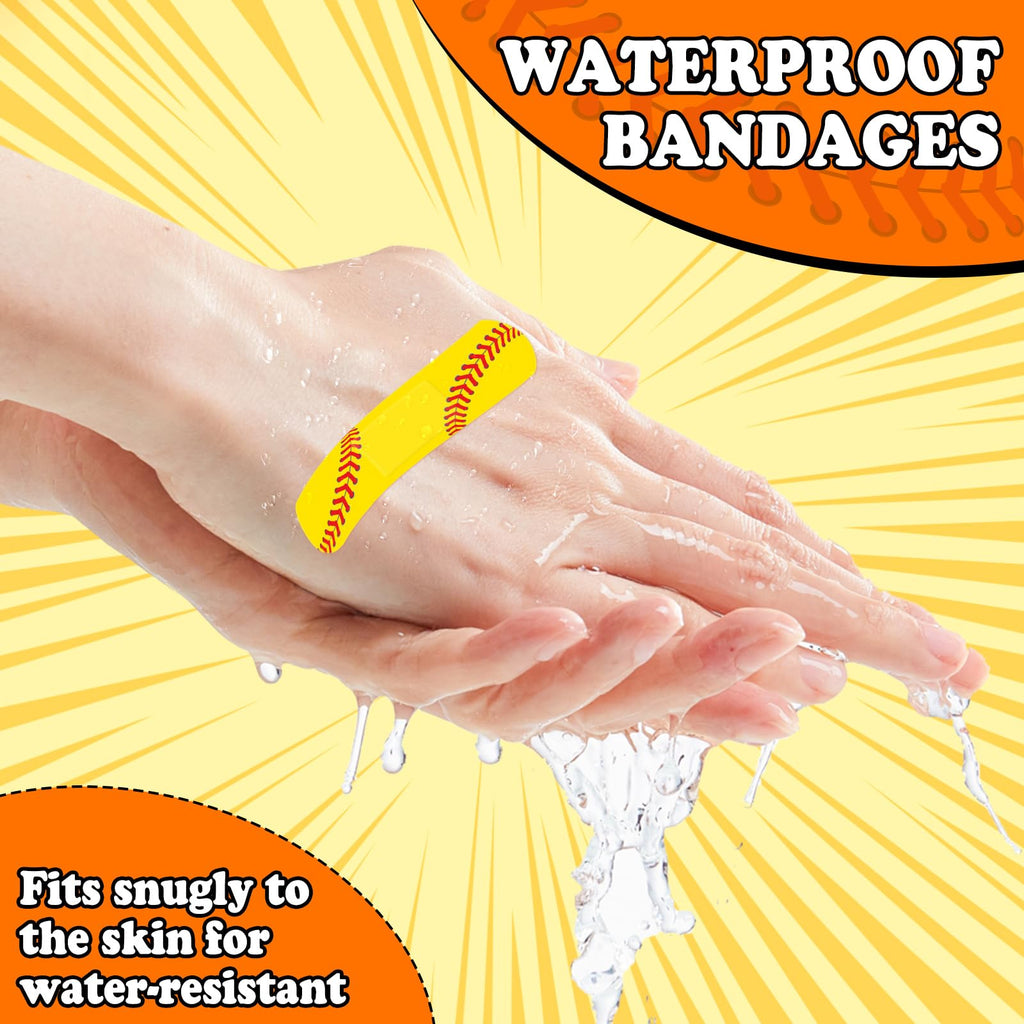 120 Pcs Softball First Aid Waterproof Bandages for Kids Adults, Fabric Adhesive Finger Bandages Travel Bandaids for Family, Fun