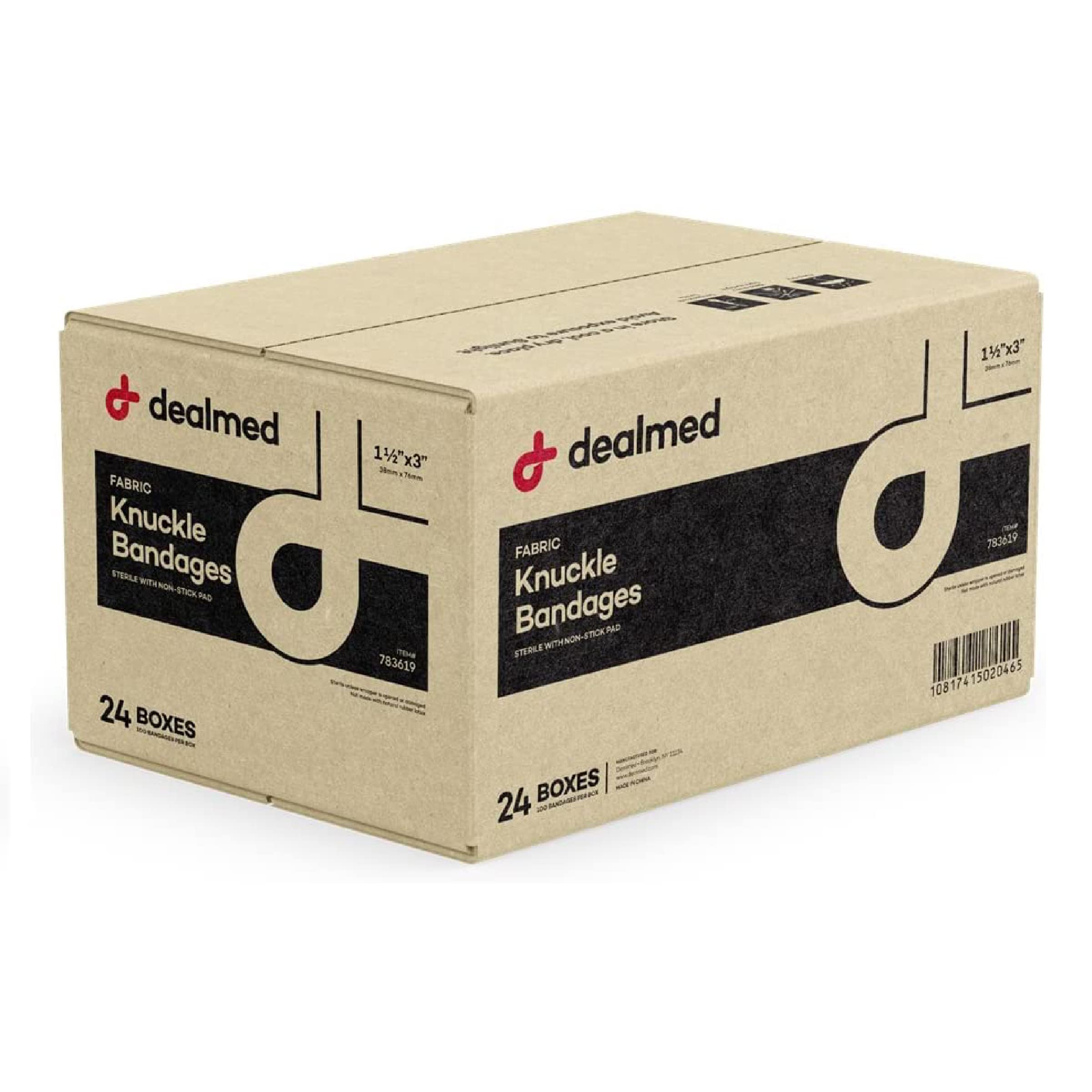 Dealmed Fabric Knuckle Flexible Adhesive Bandages - 100 Count (24 Pack) Bandages with Non-Stick Pad, Latex Free, Wound Care for 