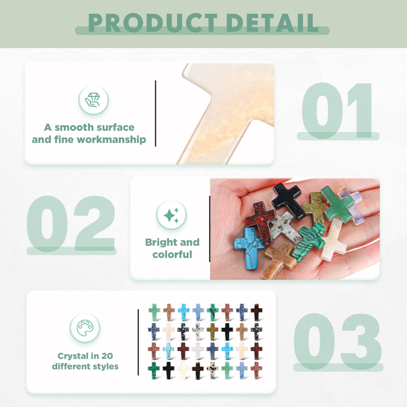 Nuenen 75 Pcs Cross Crystal Stones Bulks 1 Inch Cross Shaped Worry Stone Charm Palm Pocket Stone for crafts Necklace Bracelet Je