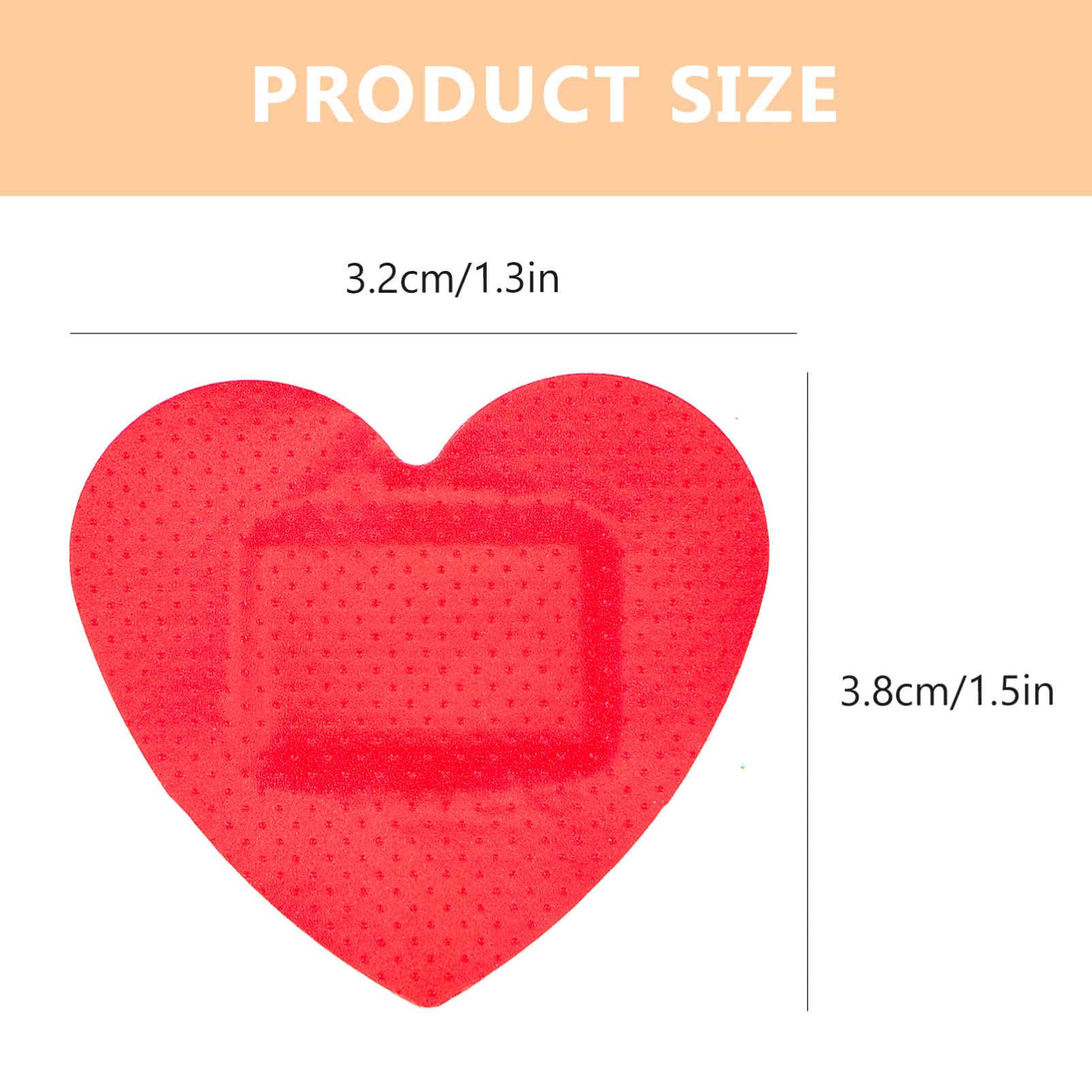 VOSAREA 50pcs Adhesive Bandages Heart- Shaped Breathable Patches Bandages (Red)