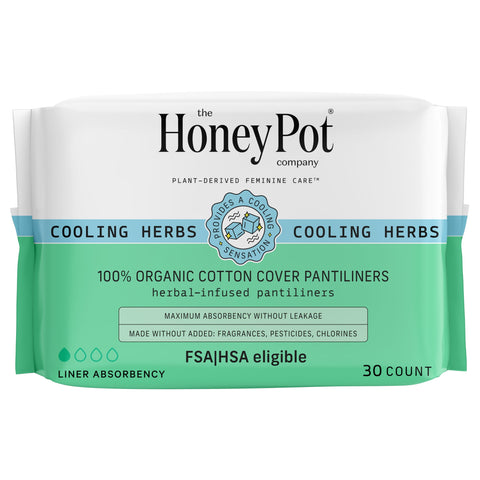 The Honey Pot Company - Herbal Everyday Panty Liners for Women - Infused w/Essential Oils for Cooling Effect & Organic Cotton Co