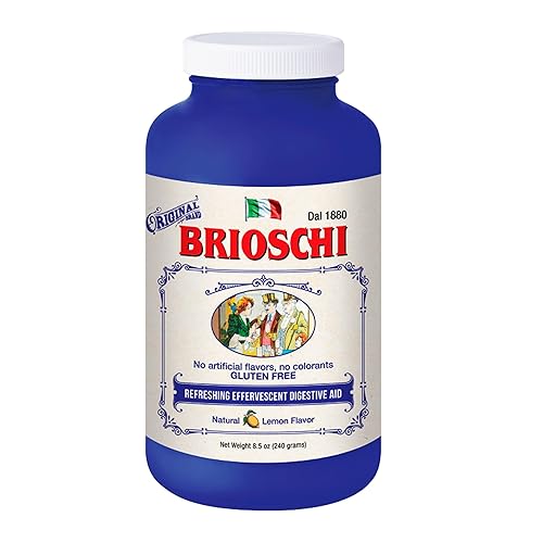 Brioschi Italian Lemon Flavored Effervescent Heartburn, Upset Stomach, Acid Indigestion, 8.5 oz bottle