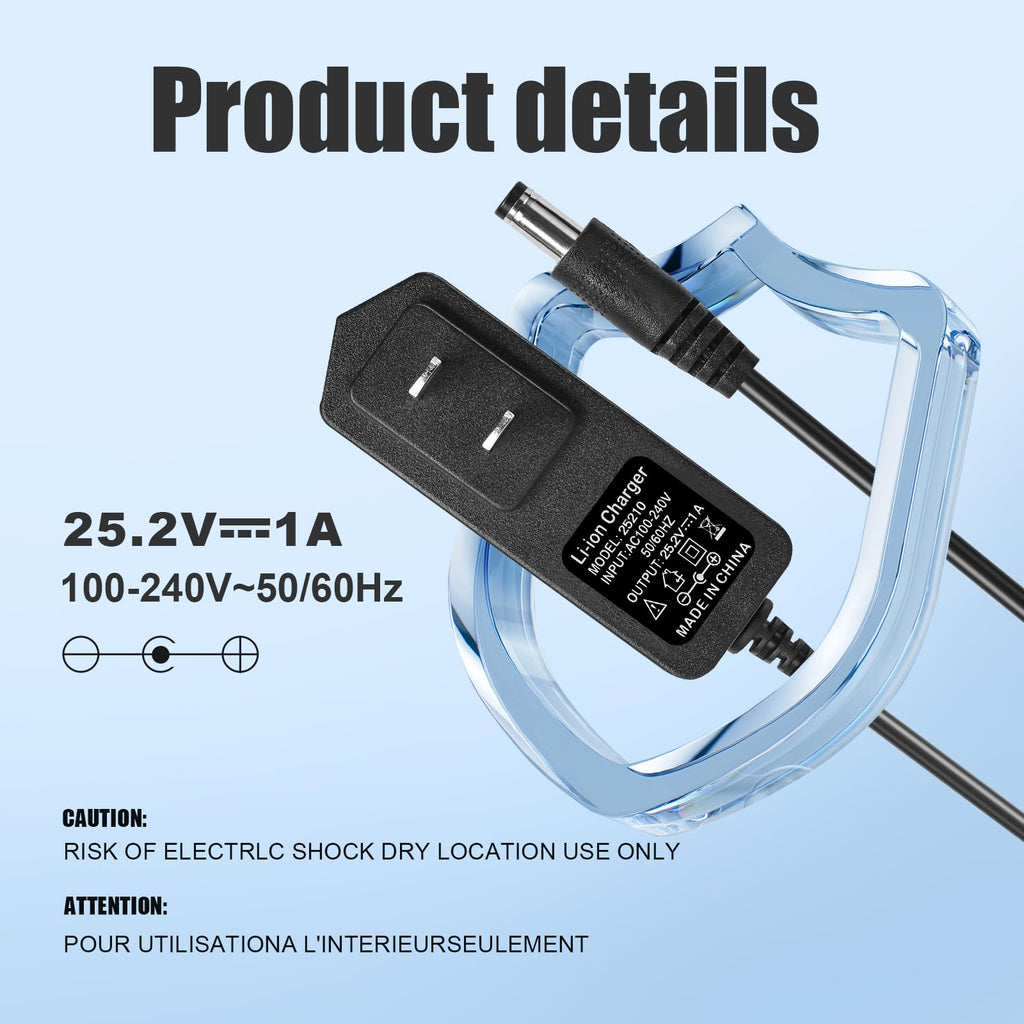 25.2V Massage Gun Charger 24V~25.2V Charger for Massage Gun Compatible with Hypervolt, Taotronics, Opove, Toloco, Legiral, Bobbi