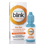Blink Eye Drops for Dry Eyes, Triple Care Lubricant Eye Drops, Instantly Soothing, Moisturizing & Extra Long-Lasting Hydrating E