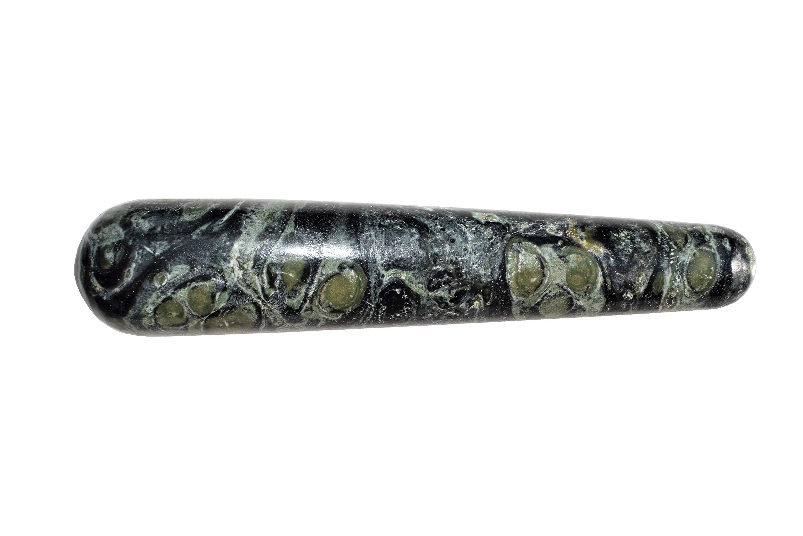 Charged 4 Natural Kambaba Jasper Crystal Massage Wand + Selenite Charging Heart Included [aka Galaxy Jasper & Crocodile Jasper] 