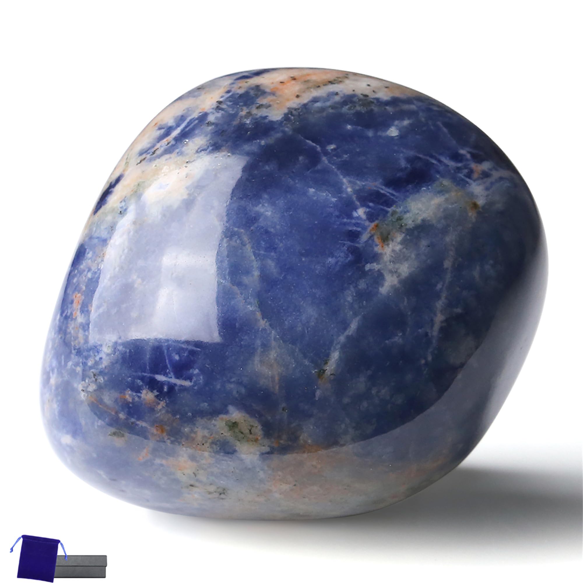 YATOJUZI 1.6''-2'' Blue Solidate Natural Crystals and Healing Stones Worry Stones Polished Rocks Blue Gemstones Palm Stone for M