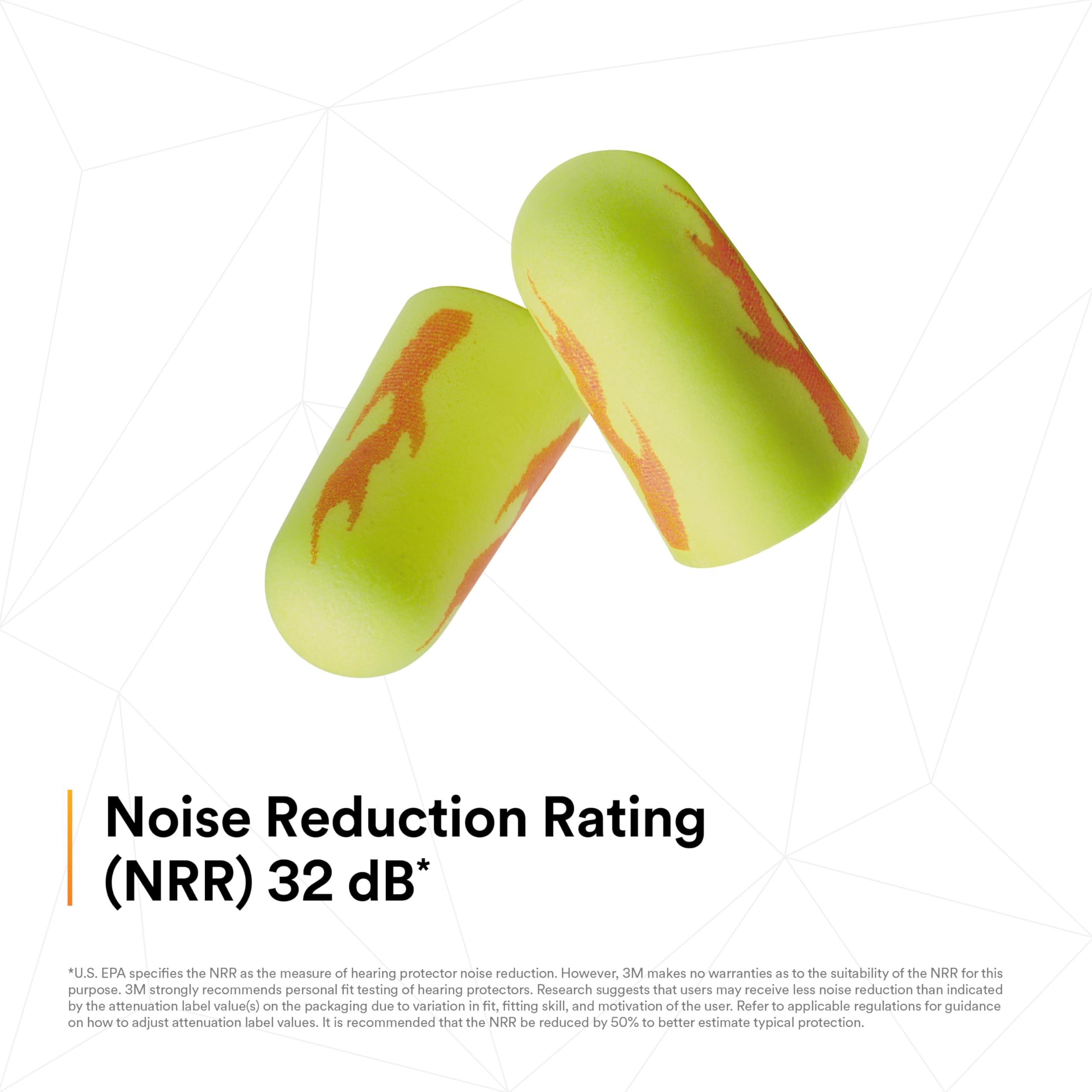 3M Ear Plugs, 200 Pairs/Box, E-A-Rsoft Yellow Neon Blasts 312-1252, Uncorded, Disposable, Foam, NRR 33, Drilling, Grinding, Mach