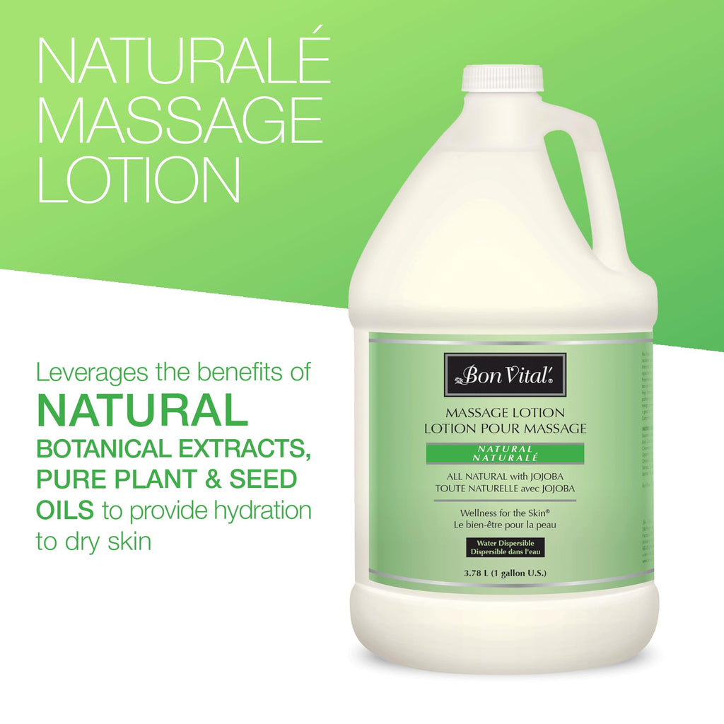 Bon Vital Naturale Massage Lotion with Natural Ingredients for Earth-Friendly Massage, All Natural Moisturizer, Relieves Muscle