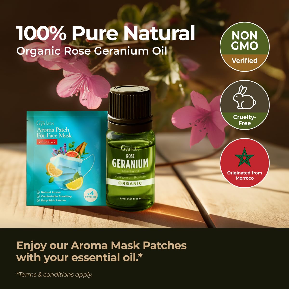Gya Labs Organic Rose Geranium Essential Oil for Skin - 100% Pure Natural Organic Geranium Essential Oil for Diffuser - Natural