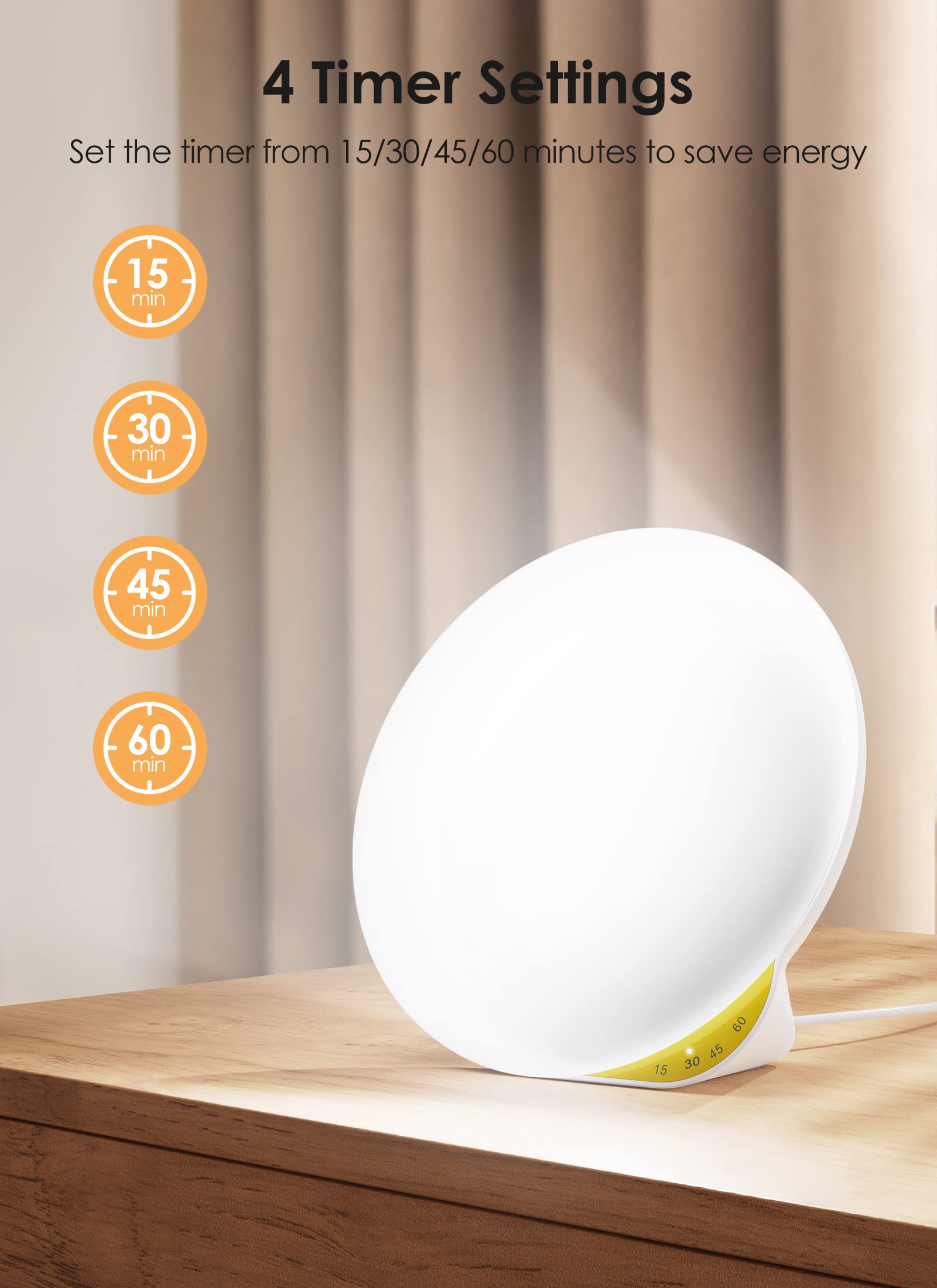 MediAcous Light Therapy Lamp, UV-Free 10000Lux Therapy Light, Sunlight Lamp with 4 Brightness Levels & Color Temperature & Timer