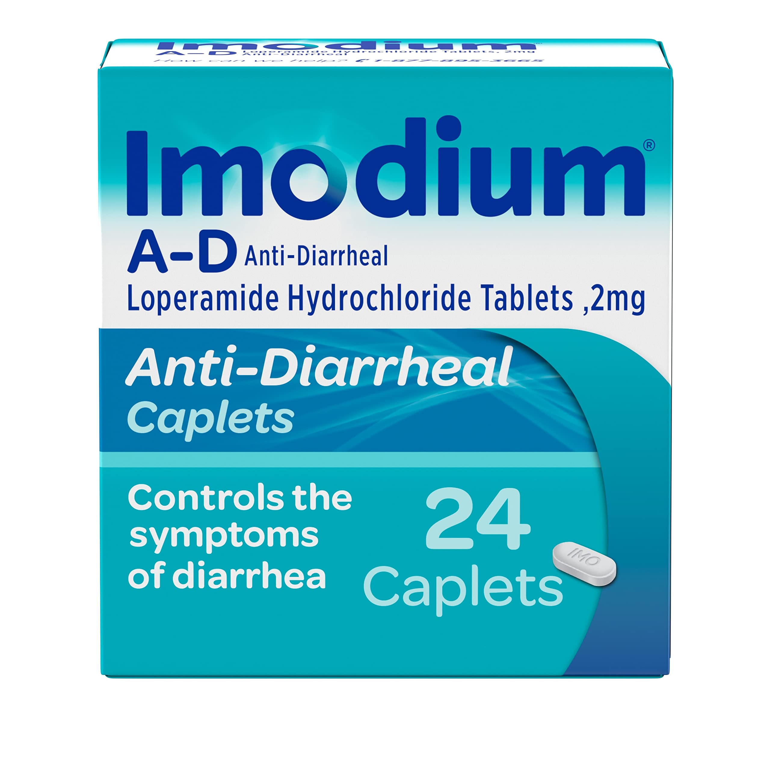Imodium A-D Diarrhea Relief Caplets with Loperamide Hydrochloride, Anti-Diarrheal Medicine to Help Control Symptoms of Diarrhea