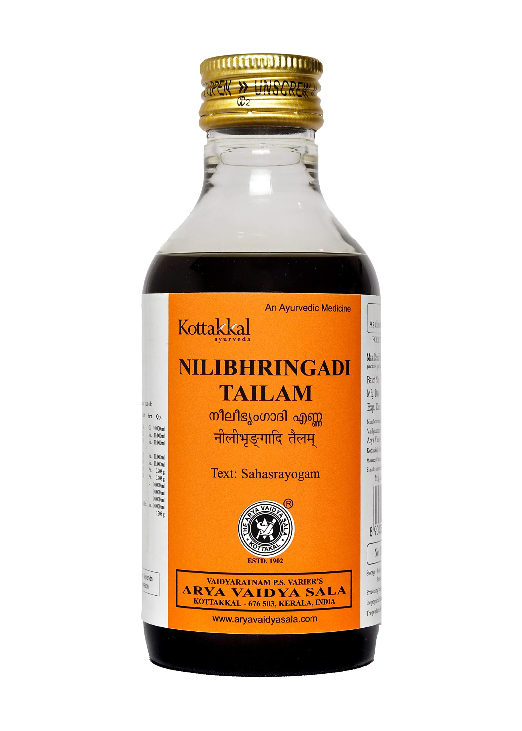 Kottakkal Ayurveda Nilibhringadi Tailam  200 Ml, Enriched With Natural Ingredients, Helps To Improve Quality Of Hair