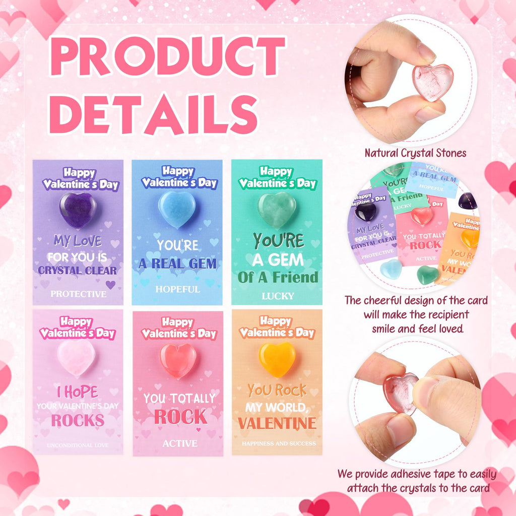 Nuanchu 24 Set Valentines Day Gifts Include 24 Crystal Heart Shape Stones Heart Rock Worry Stones 24 Valentines Day Inspirationa