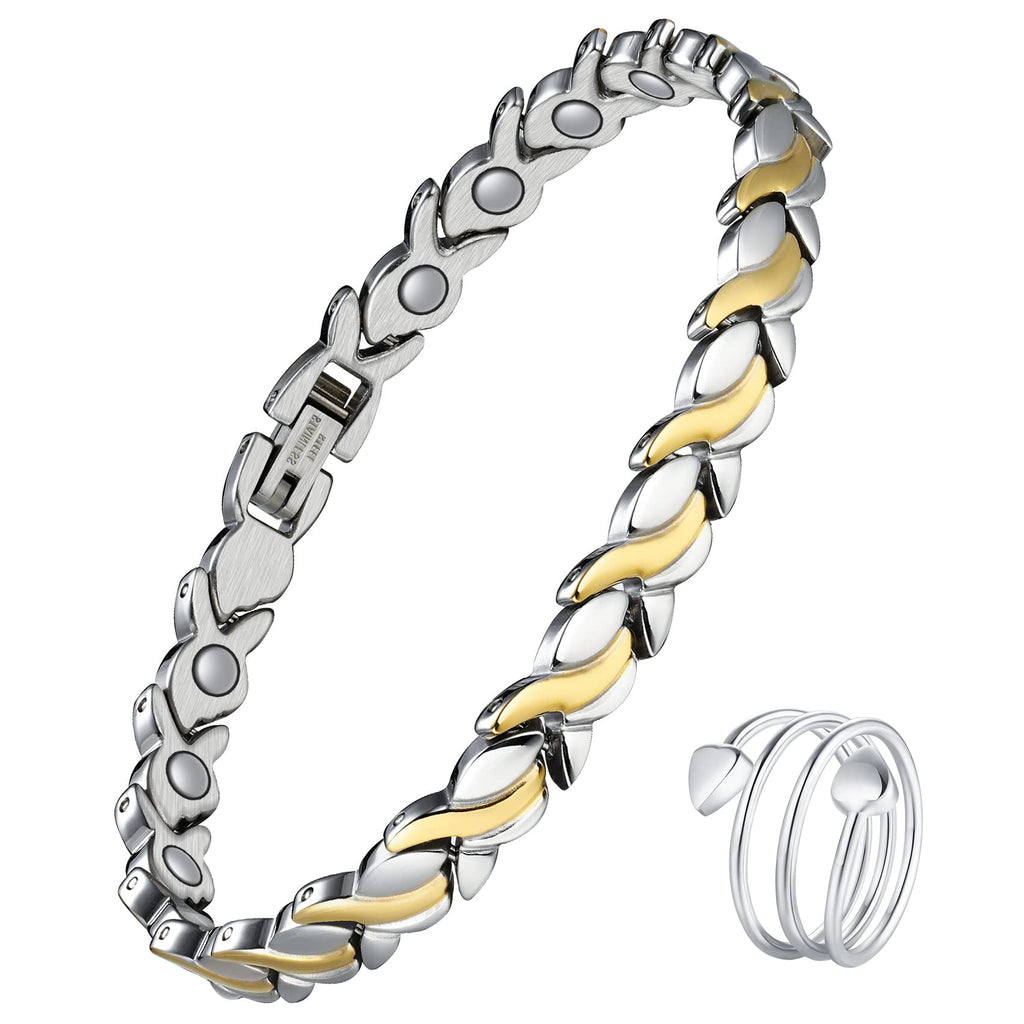 Jecanori Magnetic Bracelets for Women,Adjustable Titanium Steel Wristband Brazaletes,Valentine's Day Gifts with Sizing Tool (Mer