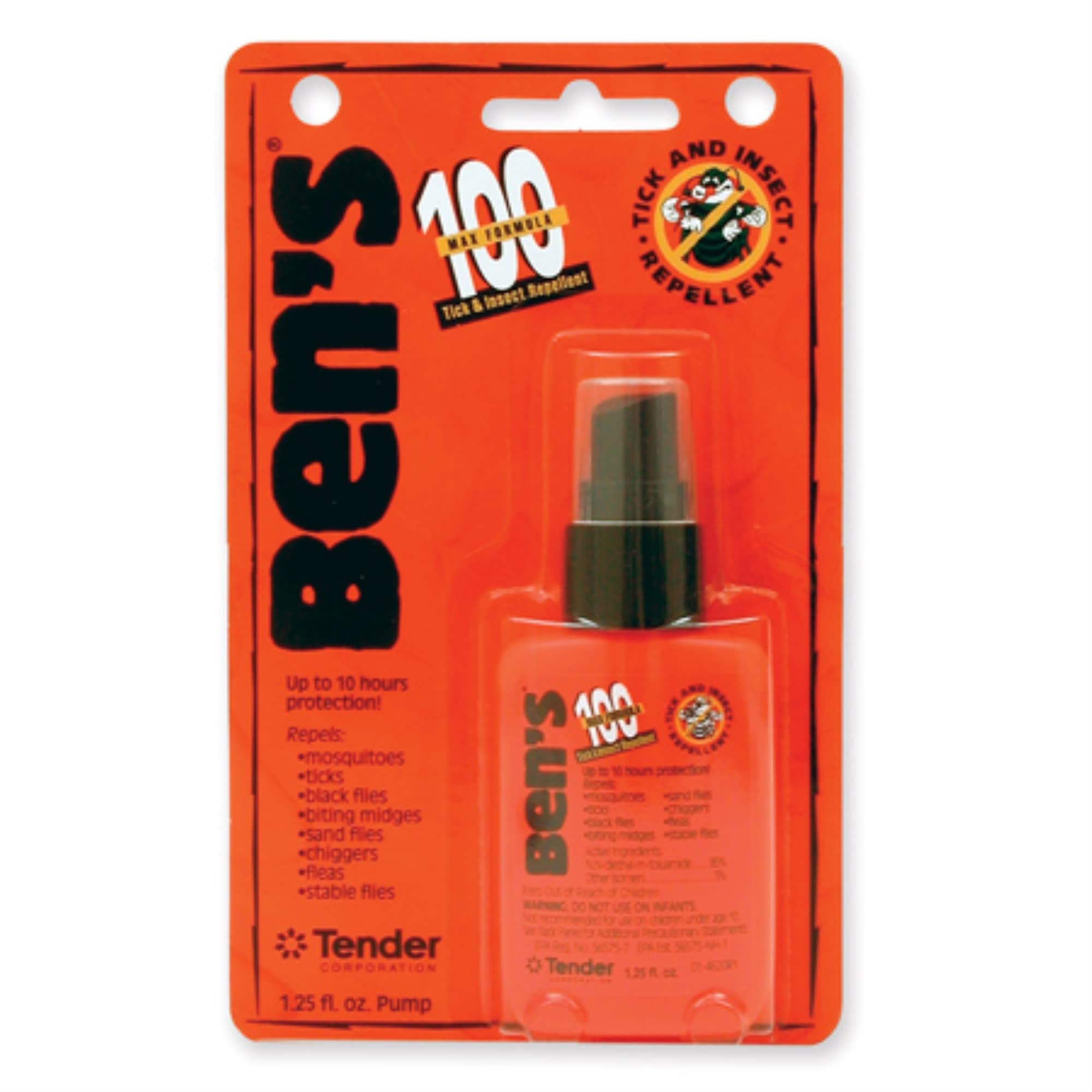 Bens 100% DEET Tick & Insect Repellent 1.25 oz. Pump Spray - 100 Percent DEET Bug Spray Travel Size Best Insect Repellent Last 1
