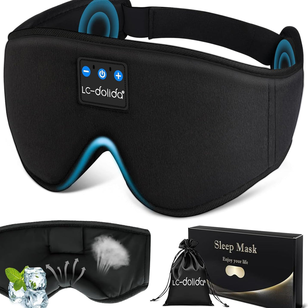 LC-dolida Sleep Mask with Bluetooth Headphones, Sleep Headphones Bluetooth Sleep Mask Eye Mask Pressure Relief Night Sleeping He