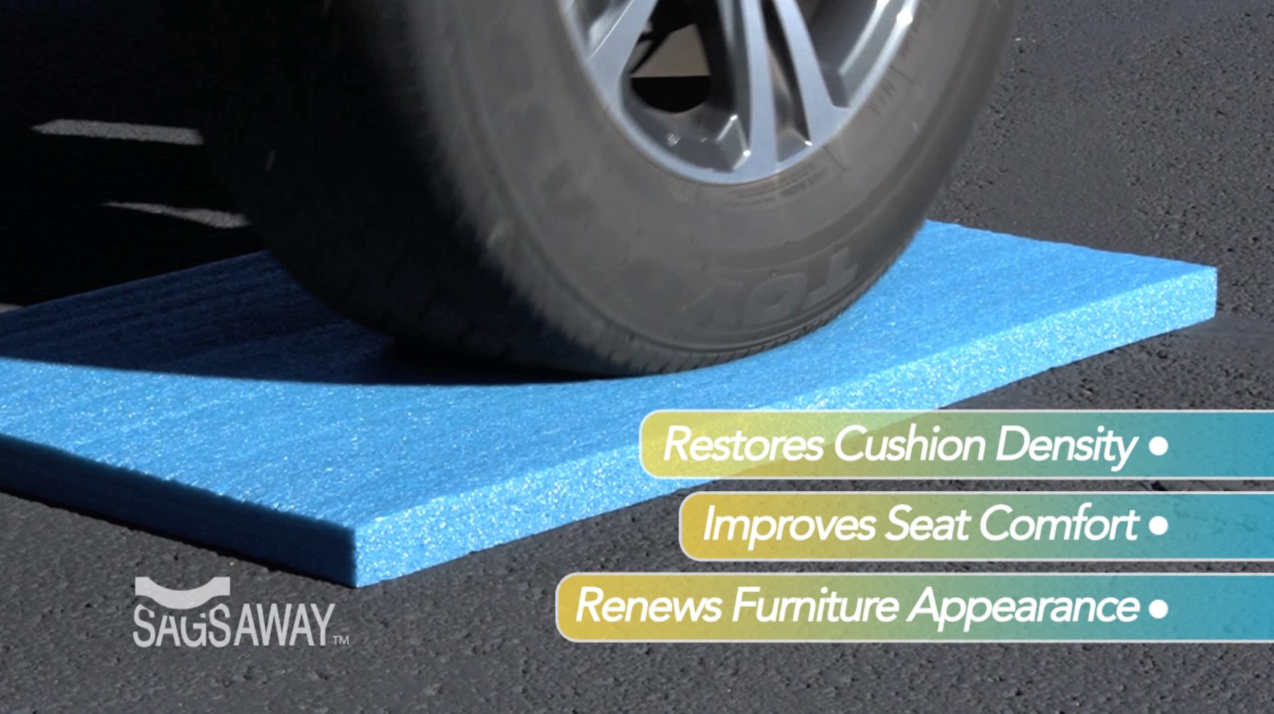 SagsAway Large 2 Piece 1.5in Thick Cushion Insert Kit for Immediate Lasting Support of 1 Saggy Seat. Two13x17in Pieces of Milita