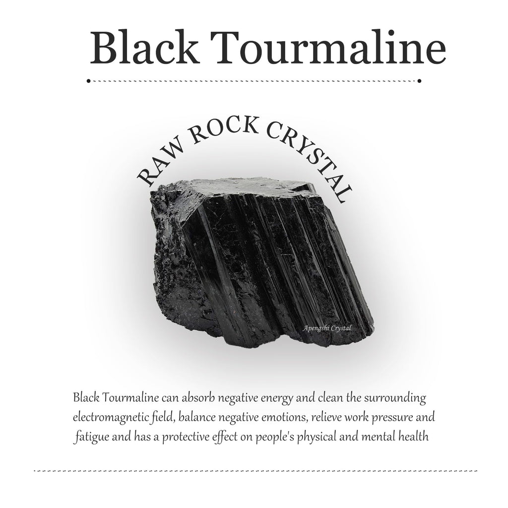 Apengshi Natural Raw Black Tourmaline Crystal 2PCS Healing Rough Black Tourmaline Crystal for Meditation Chakra Balance Tumbling