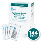 Globe (Box 144 Hydrocortisone 1% Maximum Strength Cream, (0.9g Single Packet) Anti-Itch Cream for Redness, Swelling, Itching, Ra
