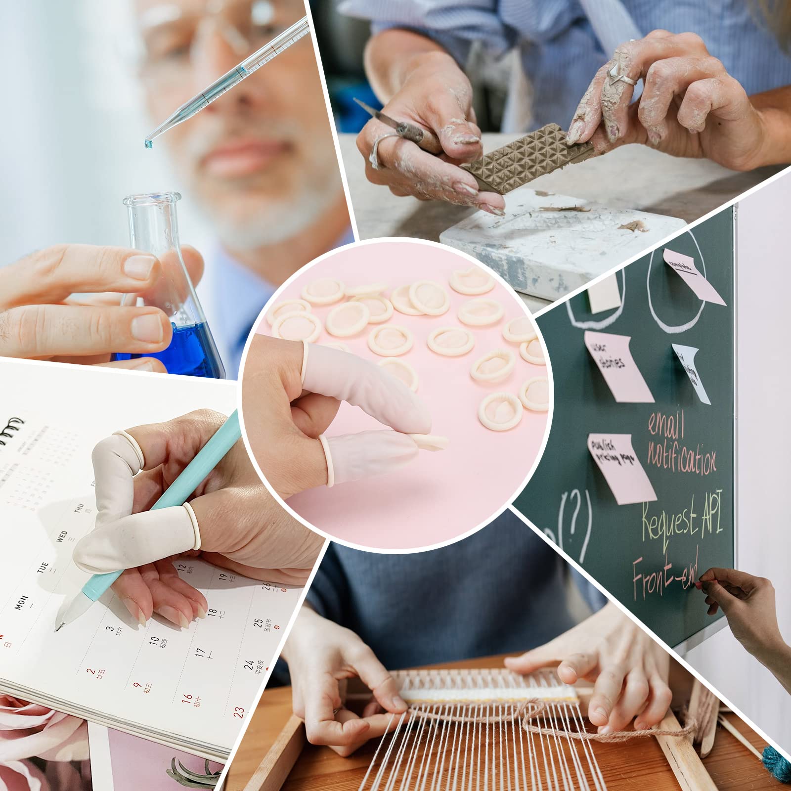 acDesign 300Pcs Finger Cots Medium Latex Finger Cots White Finger Protectors for Injured Finger,Cracked Finger,Sports